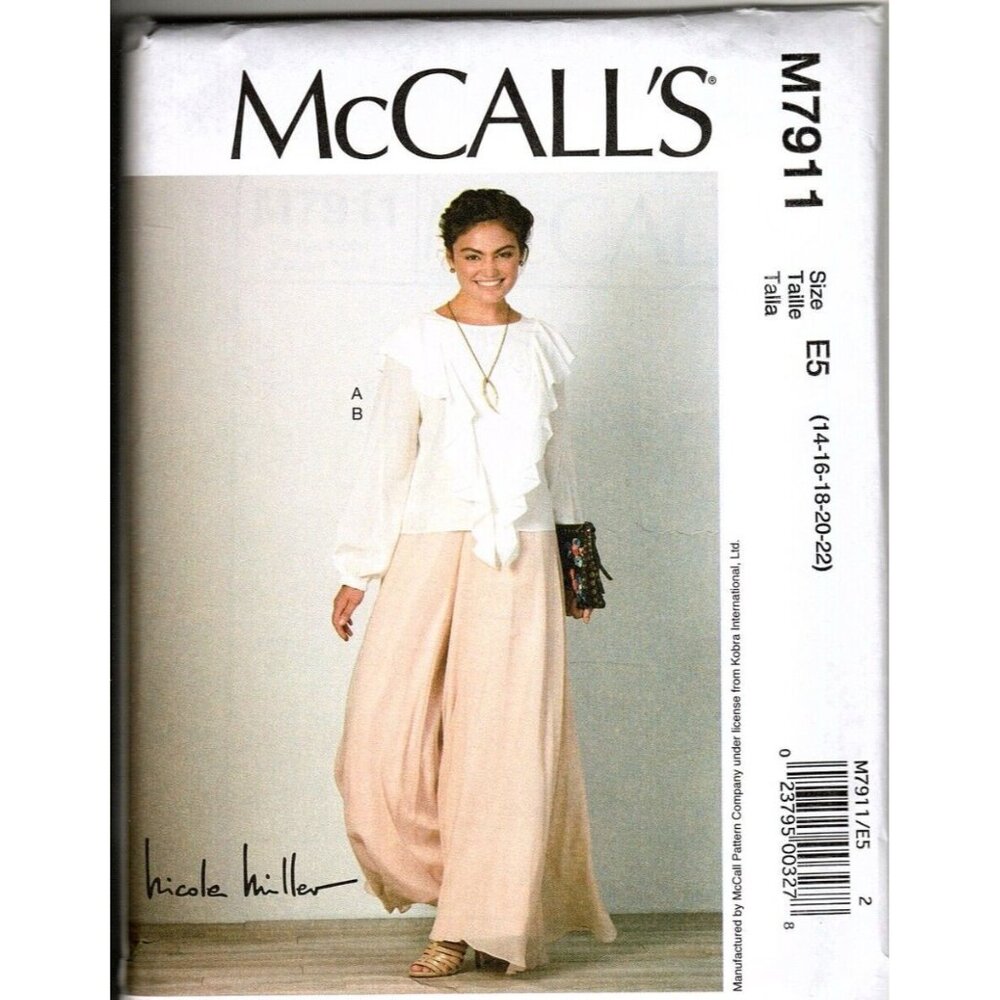McCall's M7911 Misses 14 to 22 Nicole Miller Top and Pants Uncut Sewing Pattern